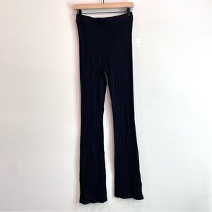 Rebecca Taylor Pointelle Ribbed Knit Slight Flare Leg Pants